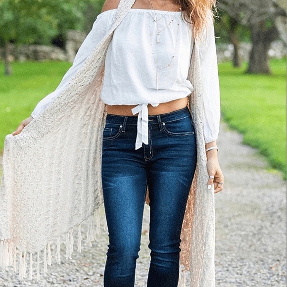 White Slouchy Off the Shoulder Top - Picture 2 of 4